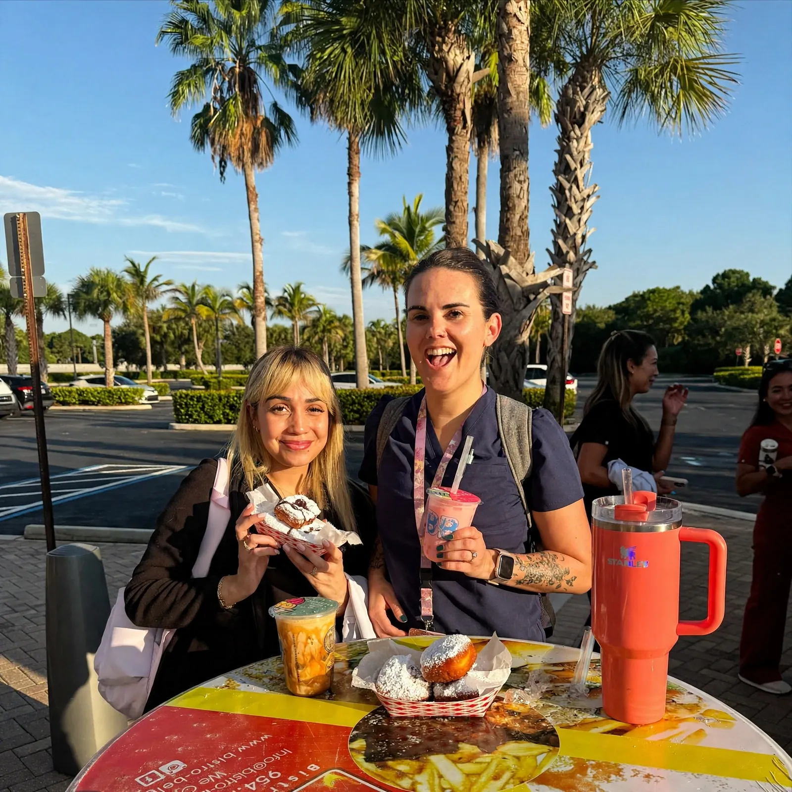 Students enjoying Boba Tea and Beignets catered by Bistro & Beignets